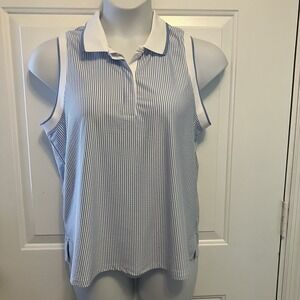 NWT RBX Pro Shop Size XL Knit Seersucker Blue White Stripe Polo Top Golf Shirt